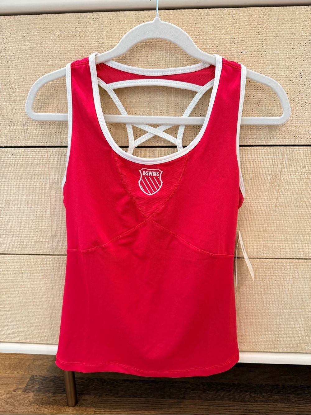 NWT K-Swiss Virtual Pink Criss Cross Tank with White Trim Medium